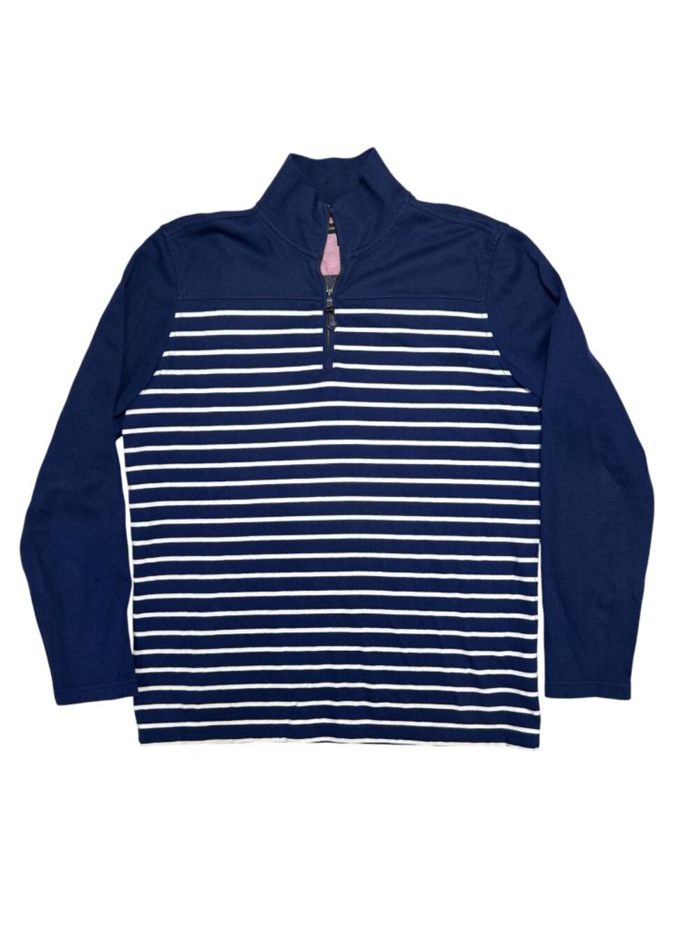 Banana Republic Striped Nautical 1/4 Zip Sweater Men Large Coastal